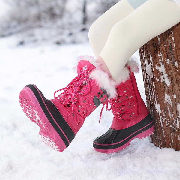 Kids Waterproof Snow Boots - FUCHSIA - 4